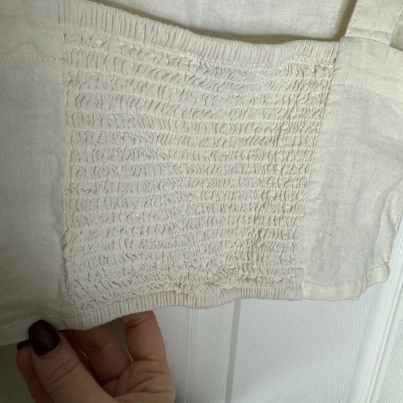 MADEWELL Abbie Cream Crop Top Linen Viscose Blend Stretchy Back Size Medium - Picture 9 of 10